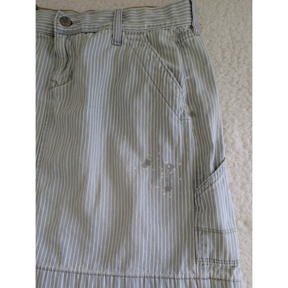 OLD NAVY 16" RAILROAD STRIPE JEAN SKIRT SZ 12 DESTRUCTED FACTORY PAINT SPLATTER - Picture 4 of 10